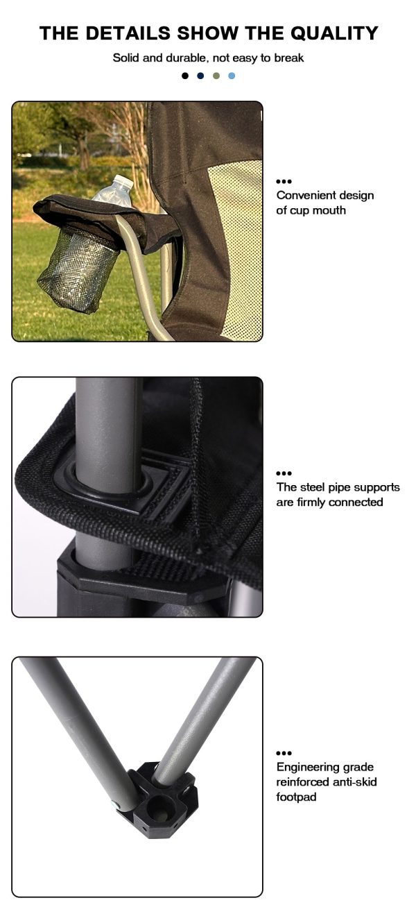 Camping Chairs For Adults, Outdoor Folding Chairs With Lumbar Back Support