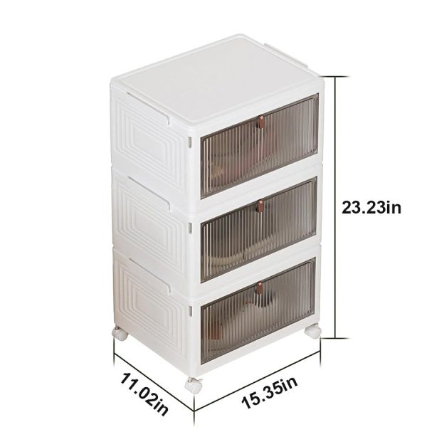 Plastic Storage Bins 3 Tier, Stackable Storage Bins with Lids and Wheels